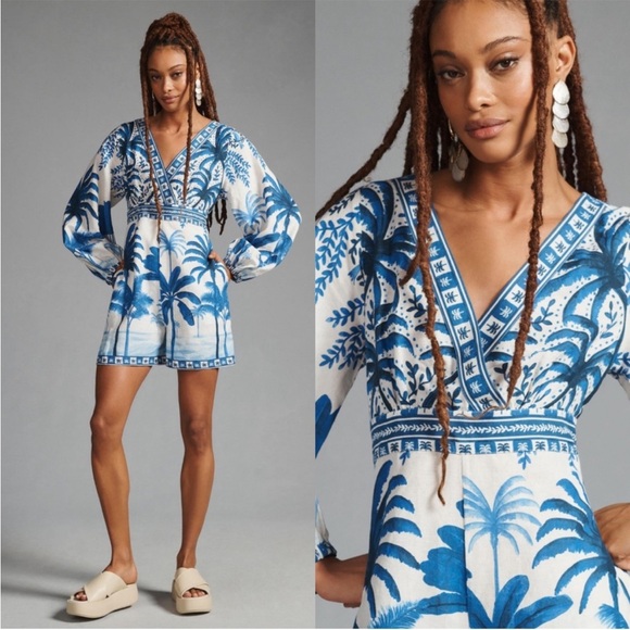 Farm Rio Long-Sleeve Printed Romper size small - Picture 1 of 7